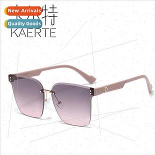 Europe women large frame rimless cut edge anti-ultraviolet s