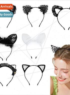 Cartoon lace cat ears hair band cute sexy hollow rabb ears h
