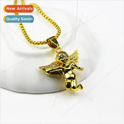 Fashion Boys Spread Wings Angel Hip Hop Necklace Micro Angel