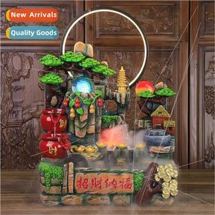 Large entryway three waterwheel alpine and flowing water fiv