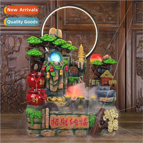 Large entryway three waterwheel alpine and flowing water fiv