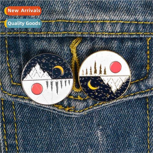 Brooch creative cartoon sun moon mountain brooch pin badge b