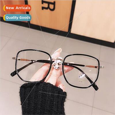 Polygonal myopia glasses 适用women transparent teal  can be