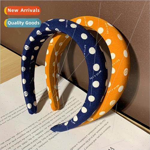 Korea wide edge hair card sponge polka dot hair band simple