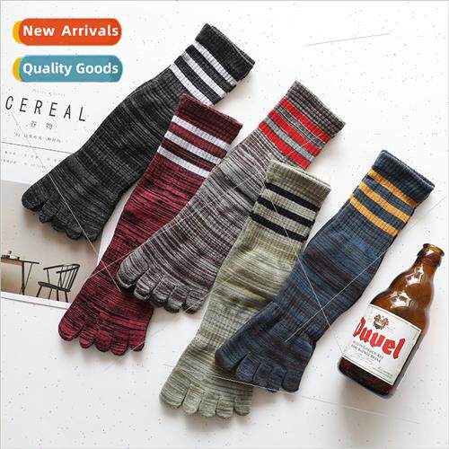 Five-finger socks men cotton fall winter mid-calf two bar re