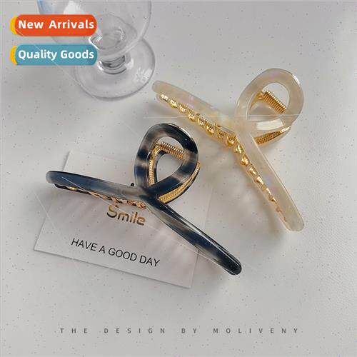Korea colorful large metal hair clips headdress female back