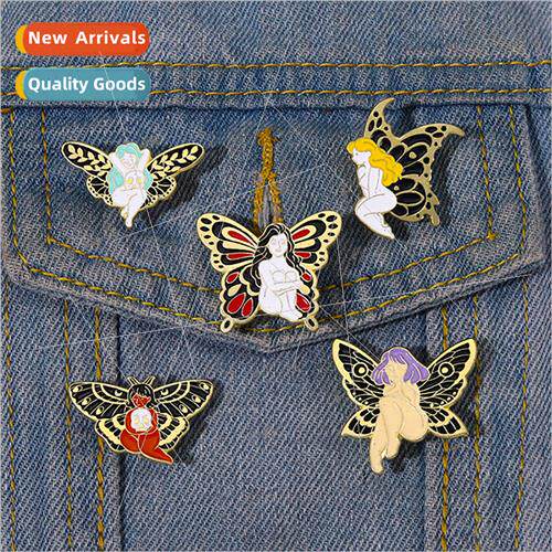 New alloy animal brooch exquise cartoon black butterfly girl