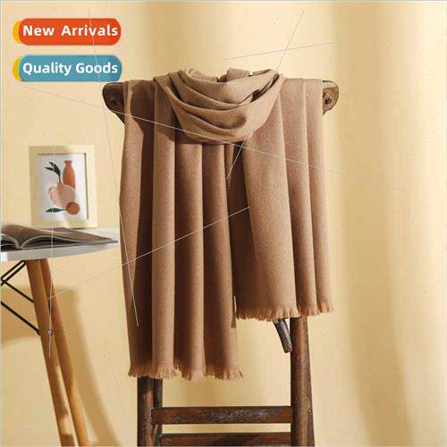 wool scarf female autumn winter warm solid color red high-gr