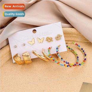 acrylic beads butterfly leaves earrings Bohemian love color