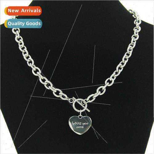 Stainless steel short love heart necklace peach heart letter