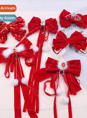 Children New Year hair accessories diy semi-finished red bow