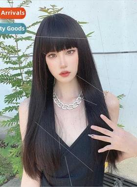 Europe matte silk wig women long air bangs rose net wigs who