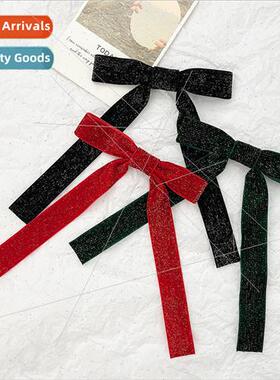 Velvet bow ribbon hair clips female retro simple versatile b