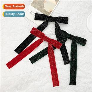 hair clips versatile bow simple ribbon retro Velvet female