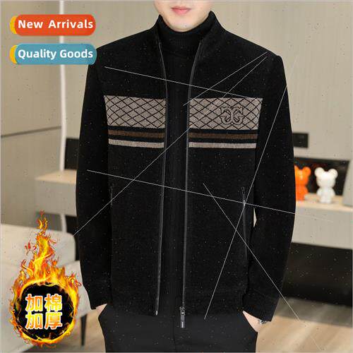 Autumn winter thickened men mink wool tweed jacket padded yo