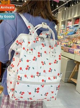 Large capacy outing travel shoulder bag printed cherry backp