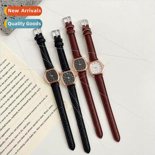 Square disk belt lerary retro ladies watch Korean niche fash