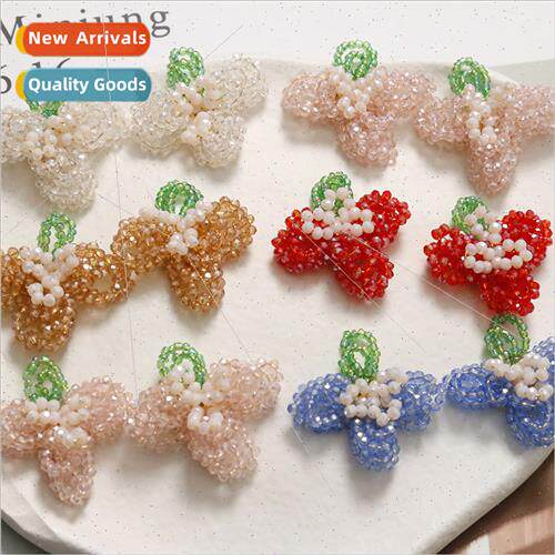 ins sweet three-petal flower crystal flower pendant diy hand