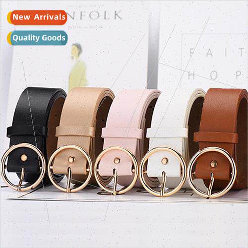 Large round buckle women belt Korean fashion wild PU wide be