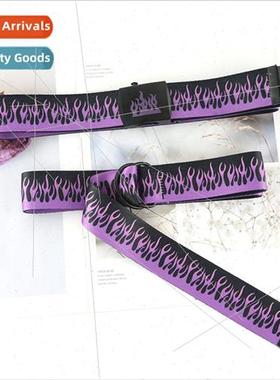 Fashion Hip Hop Korean Men Canvas Belt Casual Purple Flame S