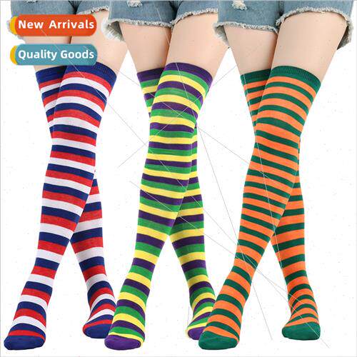Mardi Gras Socks Christmas Socks Striped Thigh Socks Irish S