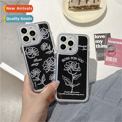 Mirror Art Line Flower iPhone 12/11 Premium Female 13PM 适用
