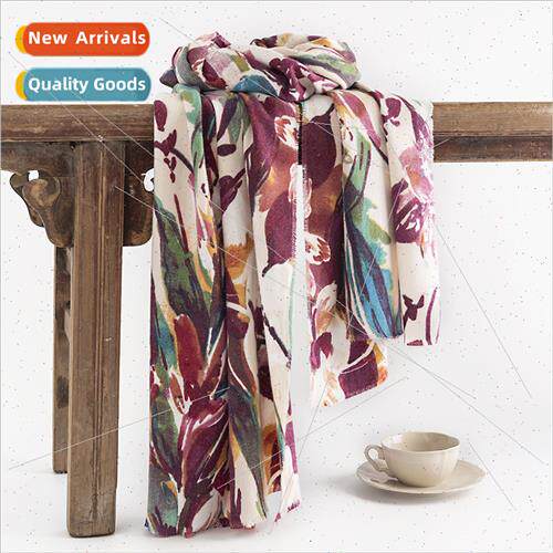Winter new printing scarf female 2023 faux cashmere scarf wa