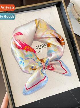 New small fresh flowers silk scarf female spring fall high-e