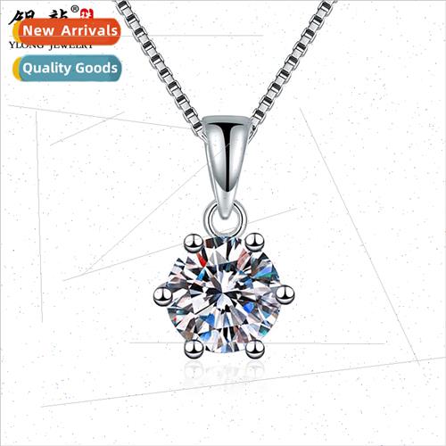 s925 silver necklace ladies jewelry six claws standing zirco