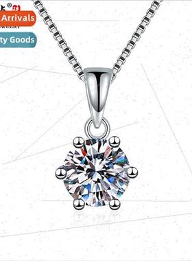 s925 silver necklace ladies jewelry six claws standing zirco