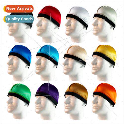 Shiny fabric patchwork head cover silky elastic wrapped head