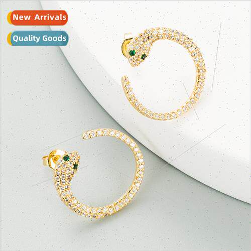 ins Europe new earrings snake earrings micro-set zirconia hi