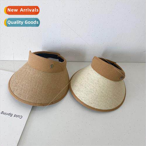 Sun hat children summer foldable letters woven face cover la