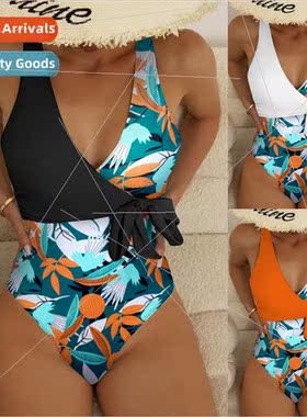 2024 New Europe Womens One-piece Swimsu Colorblocking Swimsu