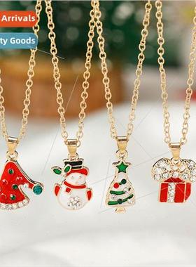 Christmas Necklace Bell Ornaments Christmas Moose Cane Santa