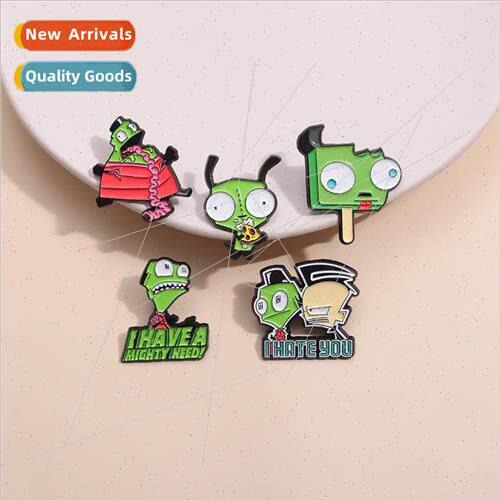 Anime cartoon quirky alien invaders ZIM creative brooch oil