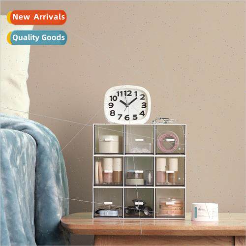 Large 3 compartments desktop organizer plastic free stacking