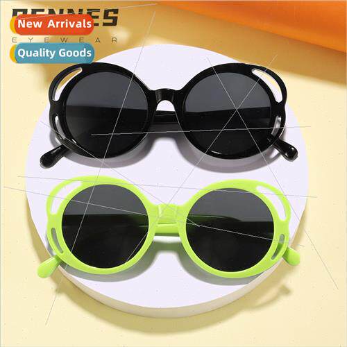 Children new round frame candy color hollow camellia nd fash