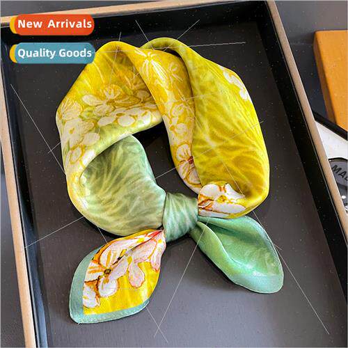 Oil painting silk scarf female fashion mulberry silk decorat