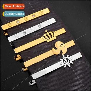 simple hollow metal Men clip business tie geometric fashion