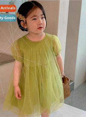 Childrens Korean girls dress 2023 summer new baby girl princ