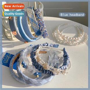 Hair Bands适用Women Headb2023 High Blue Top New Head Cranial