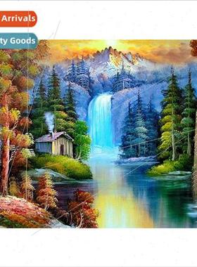 New landscape sunset waterfall landscape diamond painting mo