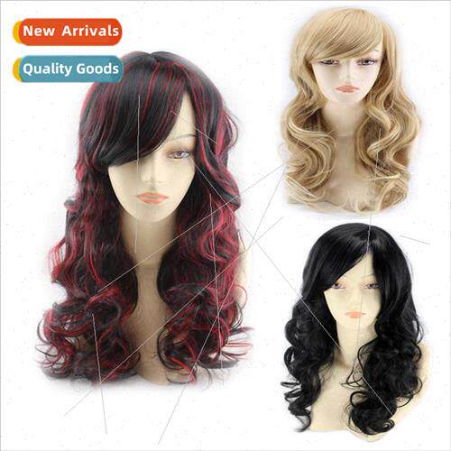 Europe women long hair high temperature silk whole head wig