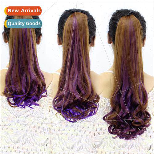 Wig female long curly hair picking tie type pear gradient po