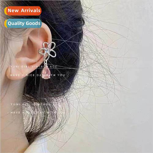 Flower water drop zirconia ear clip Korea ear bone clip both