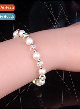 New 8MM imation pearl bracelet Pujiang crystal strings simpl