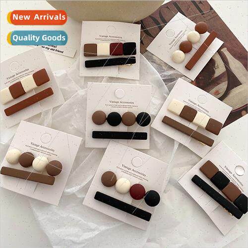 Vintage Autumn winter curry color system hairpin combination