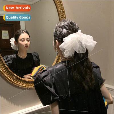 Mesh large polka dot large intestine hair band senior sense