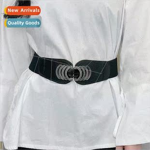 women elastic waist leather Elastic sweater wide seal skirt
